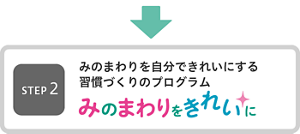 ステップ2　みのまわりを自分できれいにする習慣づくりのプログラム。みのまわりをきれいに
