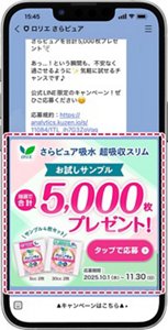 ロリエさらピュアLINE公式アカウントとのトーク画面。