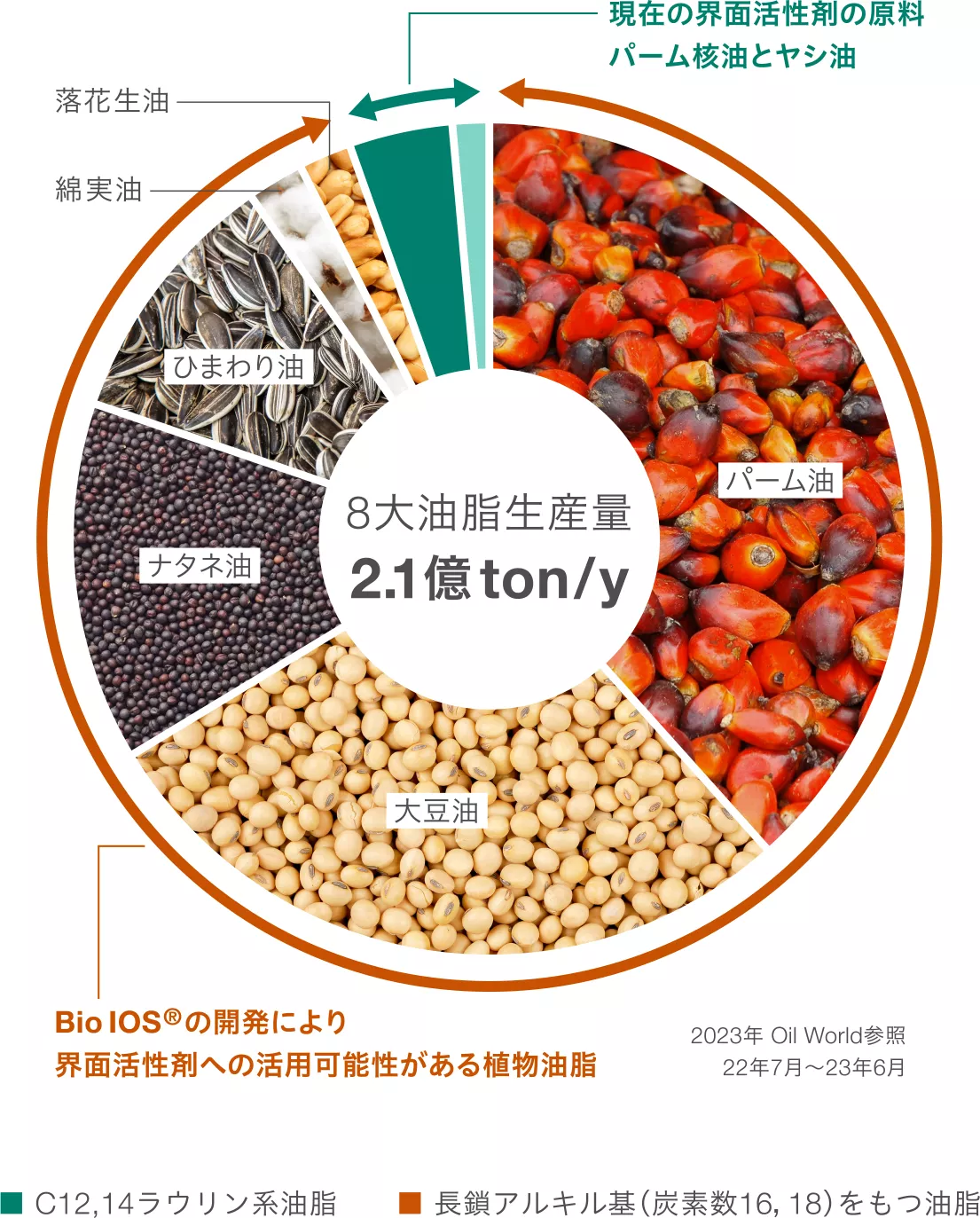 8大油脂生産量比率グラフ