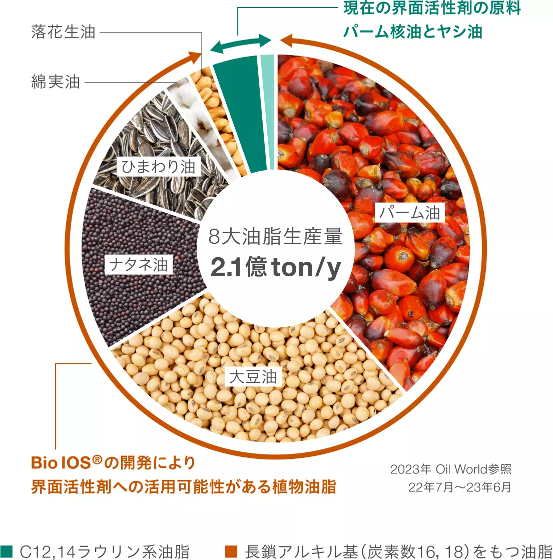 8大油脂生産量比率グラフ