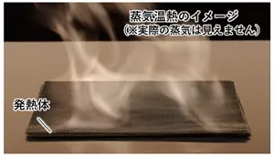 蒸気温熱技術を用いた発熱体から、蒸気が発生するイメージ図