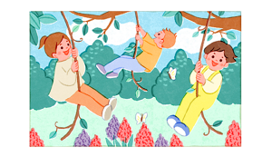 おにわやベランダでイメージイラスト