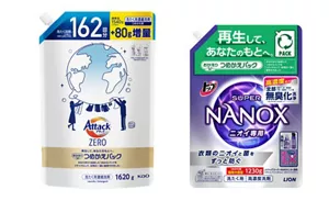 製品画像。アタックゼロとナノックスの詰め替えパック