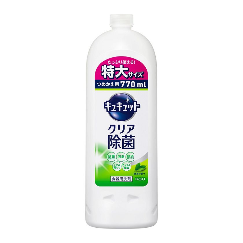 花王｜製品カタログ｜キュキュット クリア除菌 緑茶の香り つめかえ用 ３８５ｍｌ