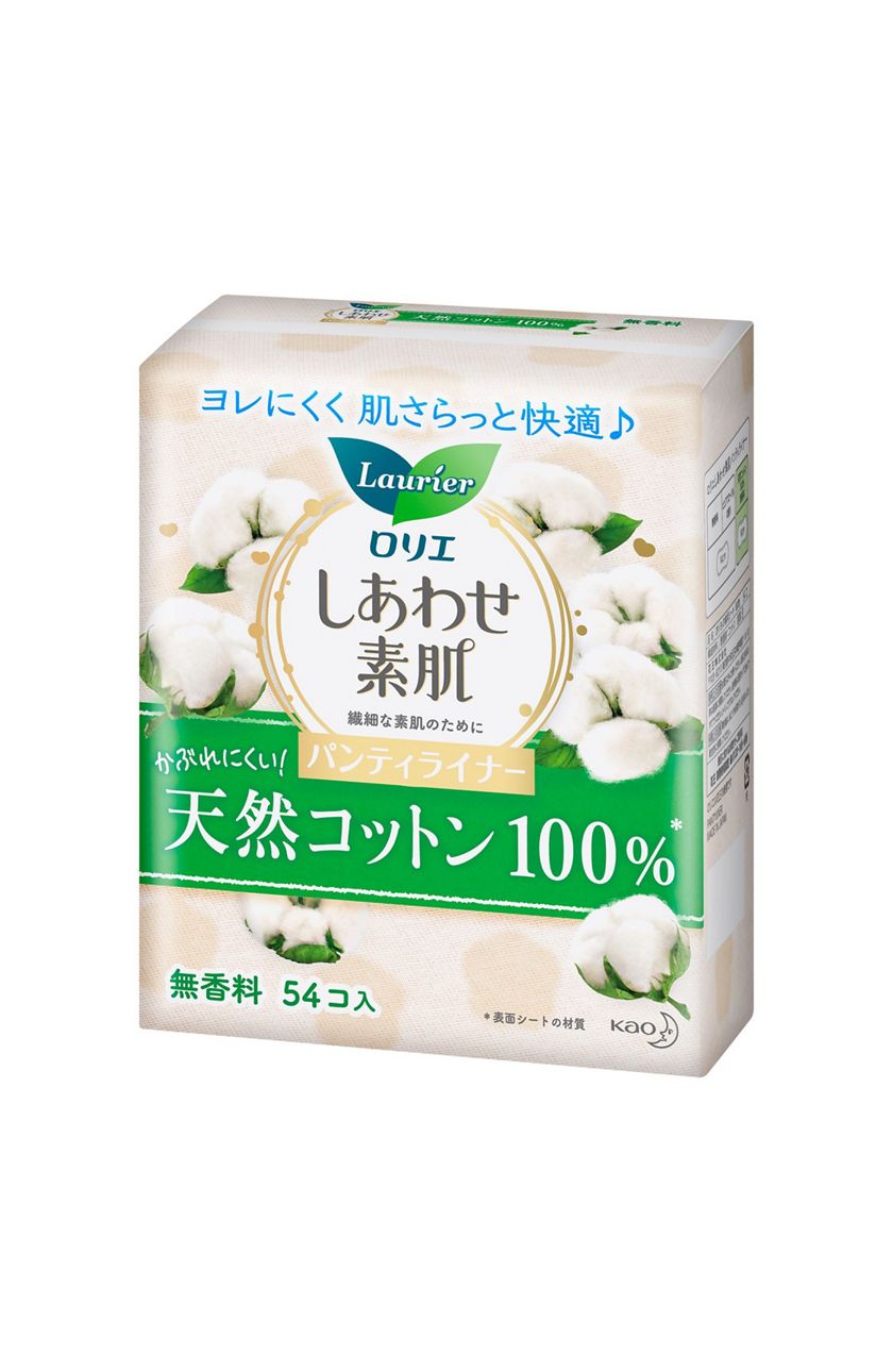 花王|製品カタログ|ロリエ しあわせ素肌パンティライナー BOTANICAL COTTON100% 天然消臭(無香料) 54コ入 花王|製品カタログ|ロリエ しあわせ素肌パンティライナー BOTANICAL COTTON100% 天然消臭(無香料) 54コ入
