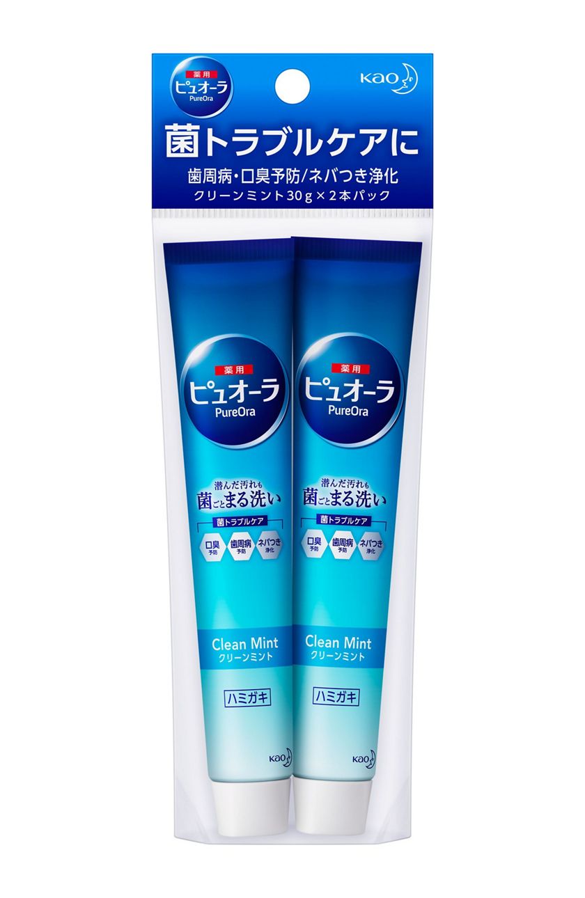 花王|製品カタログ|ピュオーラ ハミガキ クリーンミント ミニ 30g×2 花王|製品カタログ|ピュオーラ ハミガキ クリーンミント ミニ 30g×2