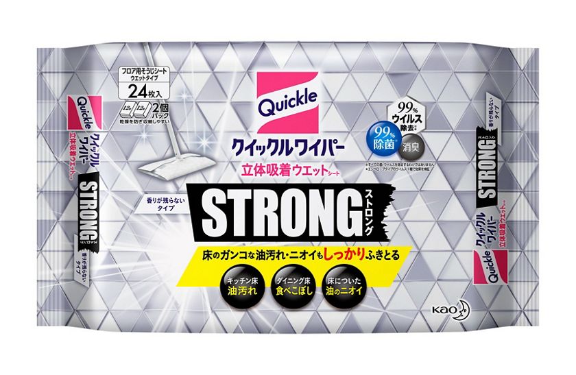 花王｜製品カタログ｜クイックルワイパー 立体吸着ウエットシート ストロング ２４枚入