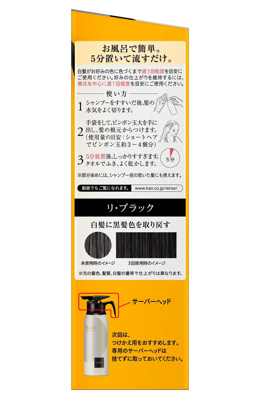 新品即決 詰替 花王 190g ふんわり仕上げ ブラック リ リライズ 白髪用髪色サーバー 白髪染め