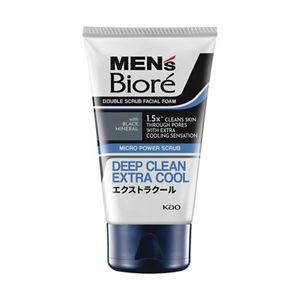Men's Biore Double Scrub Facial Foam Deep Clean Extra Cool 100g