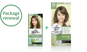 Package renewal. Product shots of Liese Creamy Bubble Color.