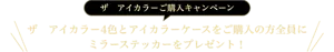 ザ　アイカラーご購入キャンペーン ザ　アイカラー4色とアイカラーケースをご購入の方全員にミラーステッカーをプレゼント！