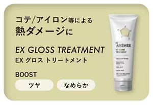 コテ／アイロン等による熱ダメージに　EX GLOSS TREATMENT　EX グロス トリートメント　BOOST ツヤ なめらか