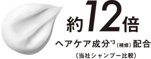 約12倍ヘアケア成分*3（補修）配合（当社シャンプー比較）