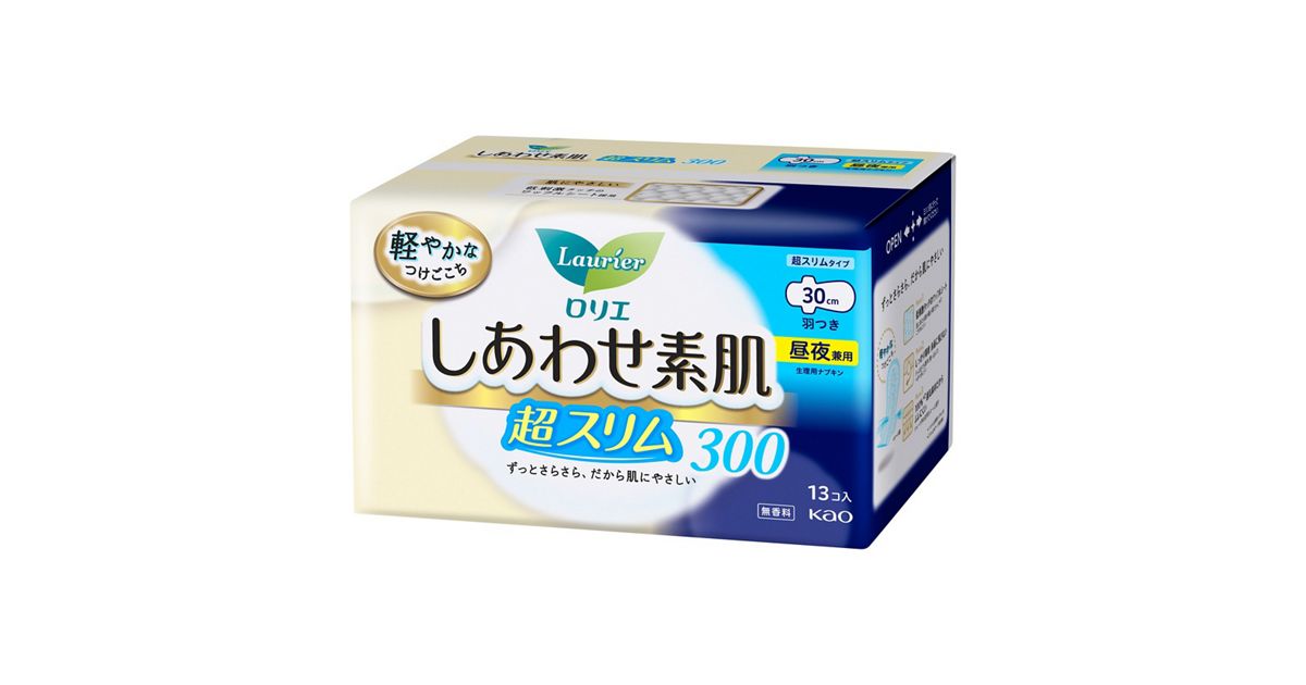 ロリエ しあわせ素肌 超スリム 昼夜兼用30cm 羽つき 13個 | 花王  