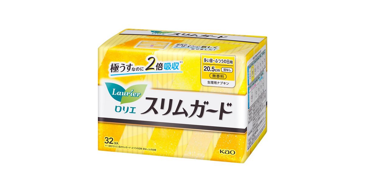 ロリエ スリムガード 多い昼～ふつうの日用羽なし 32コ入 | 花王公式 