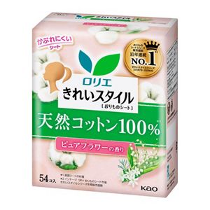 ロリエ　きれいスタイル　天然コットン１００％　ピュアフラワーの香り　５４コ入
