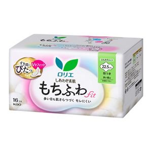 ロリエ　しあわせ素肌　もちふわｆｉｔ　多い昼用２２．５ｃｍ　羽つき　１６個
