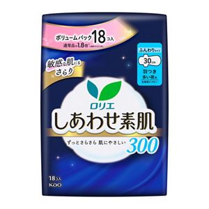 ロリエ　しあわせ素肌　ボリュームパック　多い夜用３０ｃｍ　羽つき　１８個