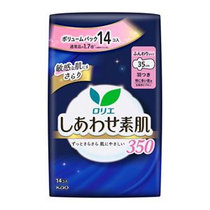 ロリエ　しあわせ素肌　ボリュームパック　特に多い夜用３５ｃｍ　羽つき　１４個