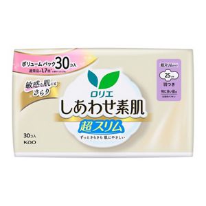ロリエ　しあわせ素肌　ボリュームパック　超スリム　特に多い昼用２５ｃｍ　羽つき　３０個