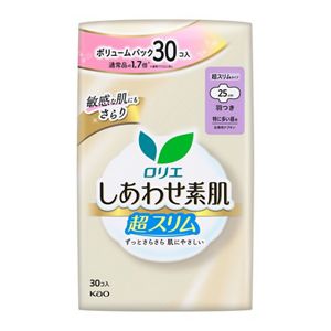 ロリエ　しあわせ素肌　ボリュームパック　超スリム　特に多い昼用２５ｃｍ　羽つき　３０個