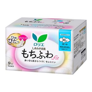 ロリエ　しあわせ素肌　もちふわｆｉｔ　特別心配な昼用３０ｃｍ　羽つき　９個