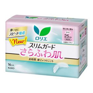 ロリエ　スリムガード　さらふわ肌　特に多い昼用２５ｃｍ　羽つき　１６個