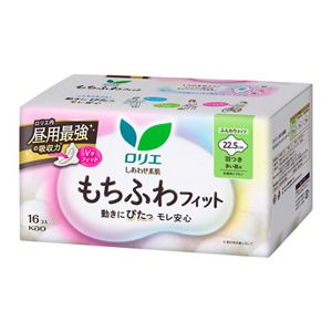 ロリエ　しあわせ素肌　もちふわｆｉｔ　多い昼用２２．５ｃｍ　羽つき　１６個