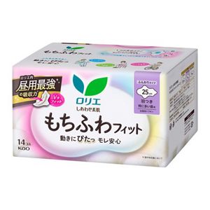 ロリエ　しあわせ素肌　もちふわｆｉｔ　特に多い昼用２５ｃｍ　羽つき　１４個