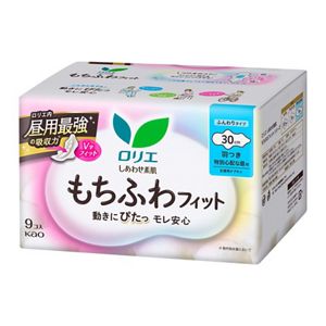 ロリエ　しあわせ素肌　もちふわｆｉｔ　特別心配な昼用３０ｃｍ　羽つき　９個