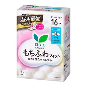 ロリエ　しあわせ素肌　もちふわｆｉｔ　ボリュームパック　特別心配な昼用３０ｃｍ　羽つき　１６個
