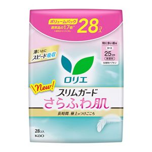 ロリエ　スリムガード　さらふわ肌　特に多い昼用２５ｃｍ　羽つき　２８個