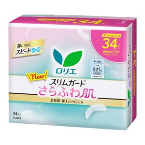 ロリエ　スリムガード　さらふわ肌　多い昼用２２．５ｃｍ　羽つき　３４個