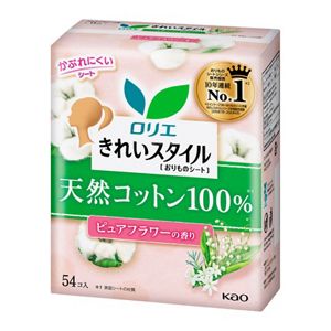 ロリエ　きれいスタイル　天然コットン１００％　ピュアフラワーの香り　５４コ入