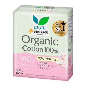 ロリエ　きれいスタイル　オーガニックコットン１００％　フラワーサボンの香り　５０コ入
