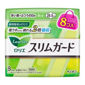 ロリエ　スリムガード　多い昼～ふつうの日用羽つきミニパック８コ入