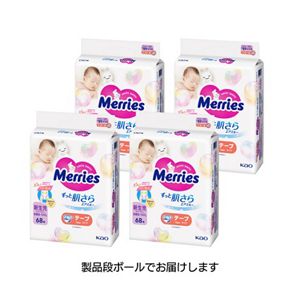 メリーズ　エアスルー　テープ　新生児用５０００ｇまで　６８枚入り×４個セット【ケース販売】