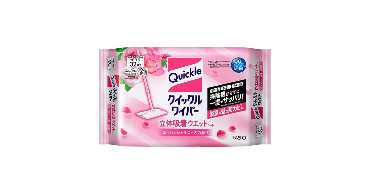 クイックルワイパー 立体吸着ウエットシート エッセンシャルローズの 