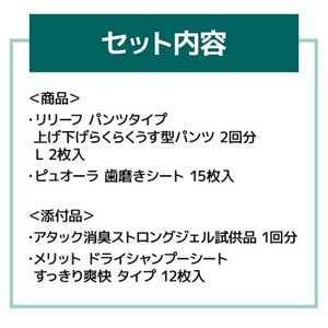 花王の介護関連アイテムを試せるセット_リリーフ　上げ下げらくらくうす型パンツ　２回分　Ｌ２枚