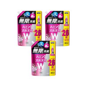 ハミング消臭実感Ｗパワー　デオドラントサボンの香り　９８０ｍｌスパウトパウチ　３個セット