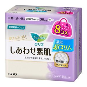 ロリエ しあわせ素肌 通気超スリム 特に多い昼用25cm 羽つき 8コ