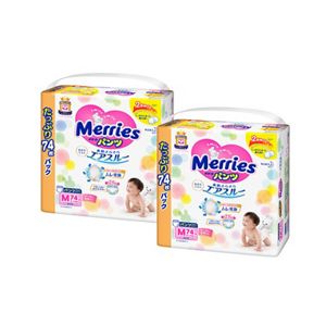メリーズパンツ さらさらエアスルー Mサイズ 74枚 2個セット