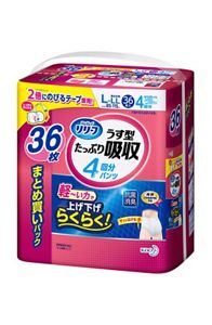 リリーフ　パンツタイプ　うす型たっぷり吸収Ｌ３６枚　２個セット【ケース販売】
