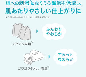 肌への刺激 になりうる摩擦を低減し、肌あたりやさしい仕上がりに