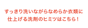 すっきり洗いながらなめらか衣類に 仕上げる洗剤のヒミツはこちら！