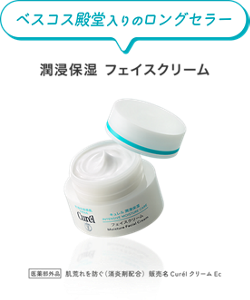 ベスコス殿堂入りのロングセラー　潤浸保湿 フェイスクリーム　医薬部外品　肌荒れを防ぐ（消炎剤配合）販売名CurélクリームEc 