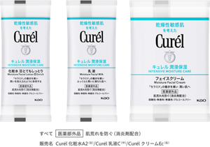  販売名 Curél 化粧水A2／Curél 乳液C／Curél クリームEcすべて 医薬部外品 肌荒れを防ぐ（消炎剤配合）