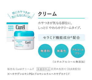 クリーム　カサつきが気なる部位に、 しっとり やわらかクリームタイプ。 セラミド機能成分配合の無香料・無着色・アルコールフリー