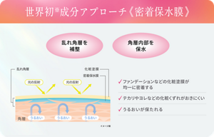 世界初成分アプローチ〈密着保水膜〉  乱れ角層を補整 角層内部を保水 