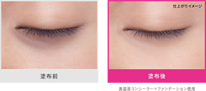 塗布前と塗布後の仕上がりイメージ 美容液コンシーラー＋ファンデーション使用